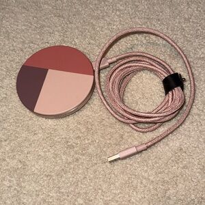 Rose Gold Wireless Charging Pad with Braided USB-C Cable